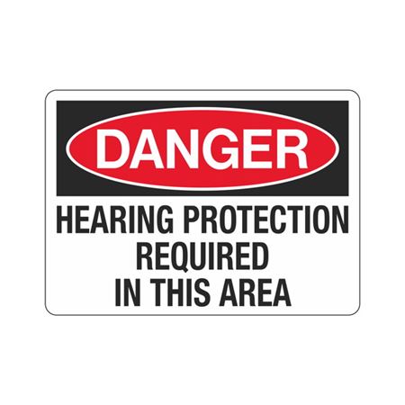Danger Hearing Protection Required
In This Area Sign